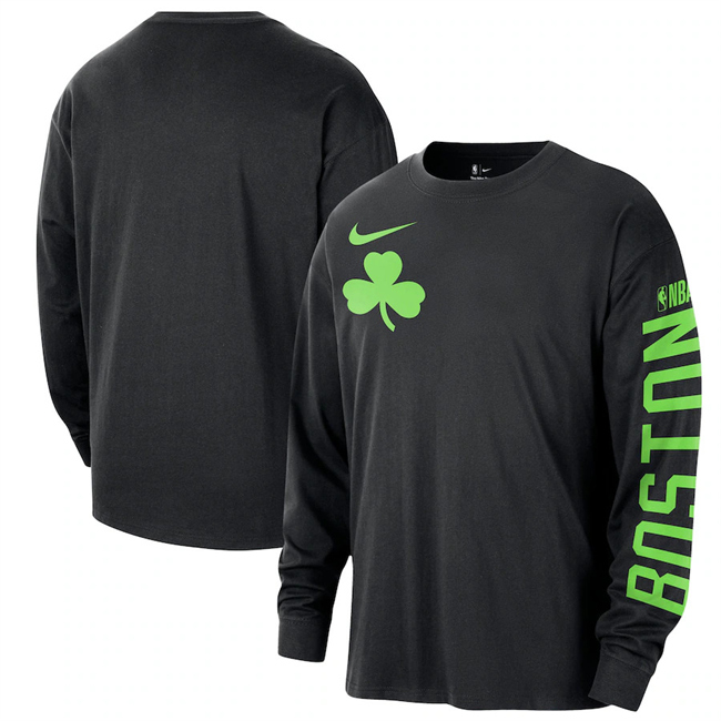 Men's Boston Celtics Black 2024/25 City Edition Essential Logo Long Sleeve T-Shirt